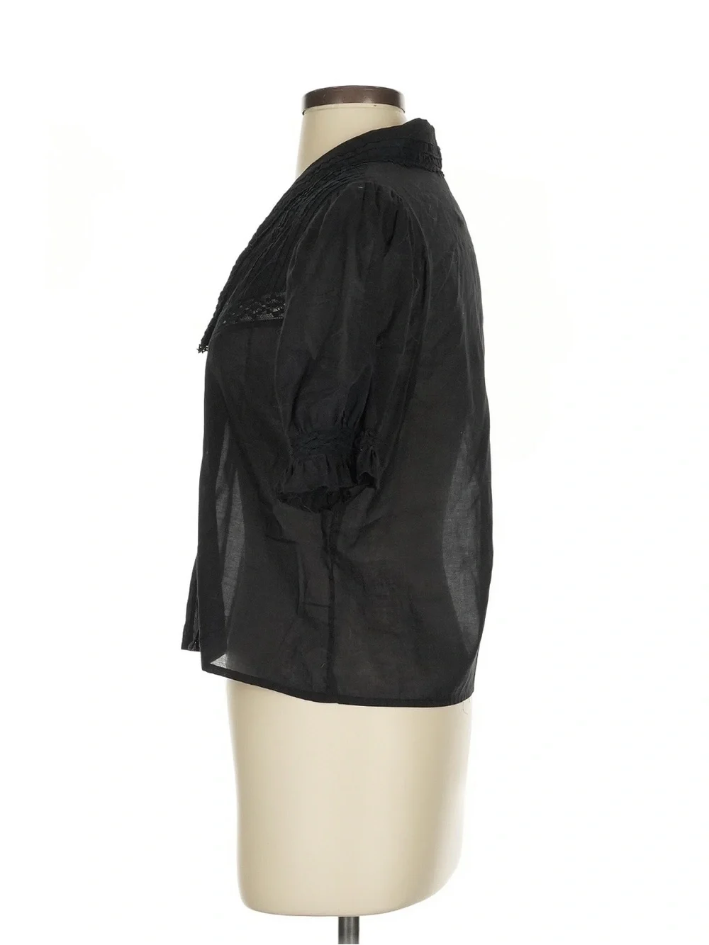 Reformation Hara Blouse with Lace-Trim and Puff Sleeves